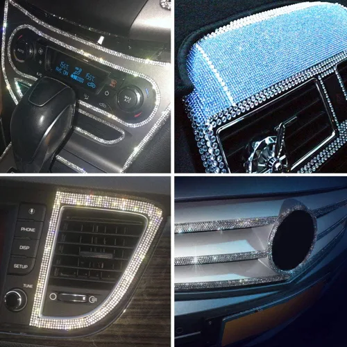 Vista 7 de Lámina de diamantes de imitación para decoración de automóvil, calcomanías de diamantes de imitación autoadhesivas, lámina de pegamento de gemas