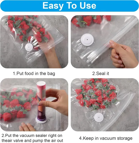 Vista 5 de 40 bolsas selladoras al vacío para alimentos con válvula de aire, bolsas reutilizables para Sous Vide (20 L+20 pequeñas)