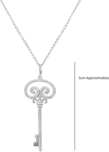 Vista 3 de Collar con colgante de llave de plata esterlina 925 CZ, Zirconia cúbica, Circonia cúbica