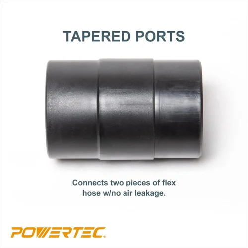 Vista 4 de POWERTEC 70123 Conector de manguera de polvo de 4 pulgadas con adaptador de empalme de conexión rápida, plástico ABS, 1 paquete