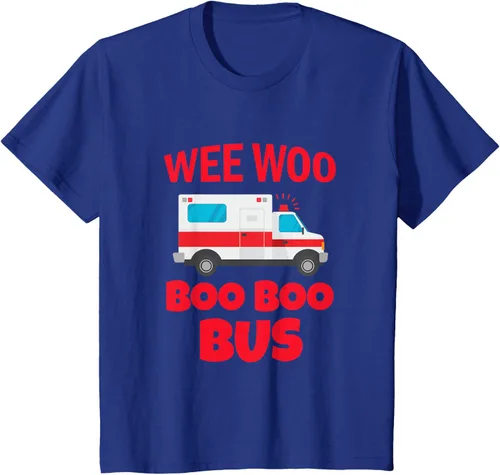 Vista 48 de Wee Woo Boo Boo Bus First Responder - Camiseta divertida de ambulancia, Negro, S