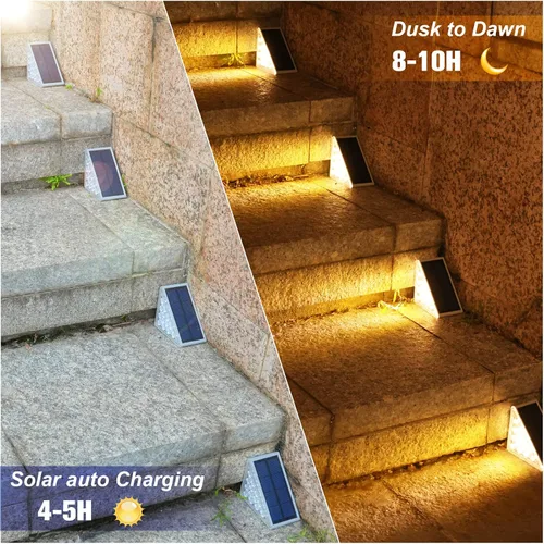 Vista 2 de VOLISUN Paquete de 6 luces solares para escaleras, luces solares Blanco cálido