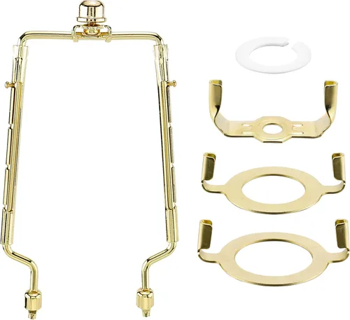 Vista 12 de juego de soporte de arpa de pantalla de lámpara de 7 8 9 10 pulgadas, arpas de lámpara ajustables y finales, se adapta tanto a la varilla de lámpara