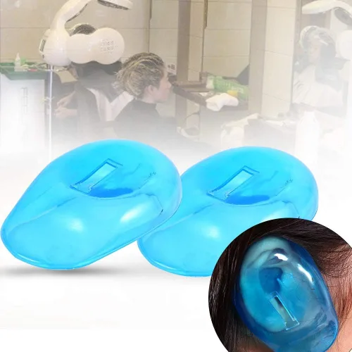 Vista 2 de 2 protectores de orejas azules para tinte para el cabello, orejeras de plástico antimanchas del tinte, protector reutilizable para las orejas