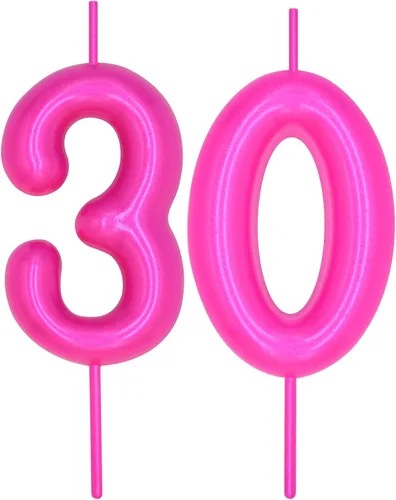 Vista 255 de DERVENTA Vela con números de 2.36 pulgadas, decoración perfecta para cumpleaños, brunch, postre, pastel, 1 pieza (número 0 rosa)