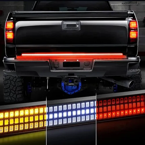 Vista 9 de Barra de luz para portón trasero de 48"/49", tira de luz LED de tres filas para portón trasero con luces de freno rojas de circulación, luces