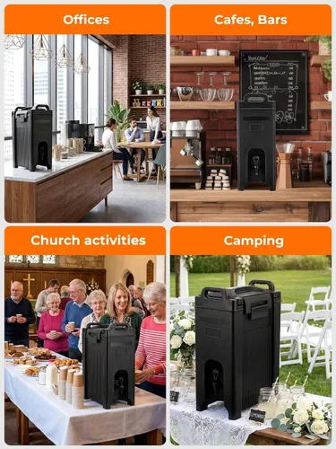 Vista 7 de Dispensador de bebidas aislado de 5 galones, dispensador comercial de bebidas calientes/frías para cafeterías, fiestas grandes, reuniones