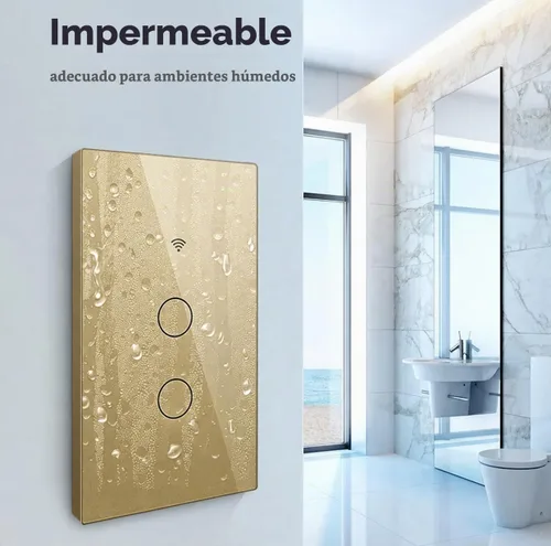 Vista 5 de Interruptor de pared inteligente WiFi, cableado neutro y sin neutro, dorado