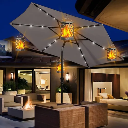 Vista 9 de TomCare Farol solar de llama parpadeante para exteriores con luces solares brillantes mejoradas