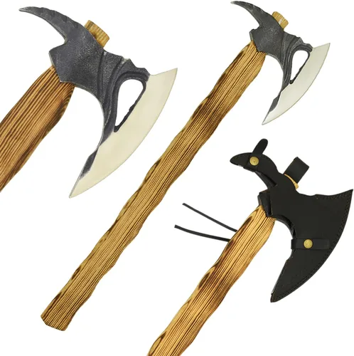 Vista 9 de Medieval Warrior Hacha Tomahawk Viking Tomahawk hecha a mano forjada a mano personalizada-hacha de caza-hacha de camping. (diseño)