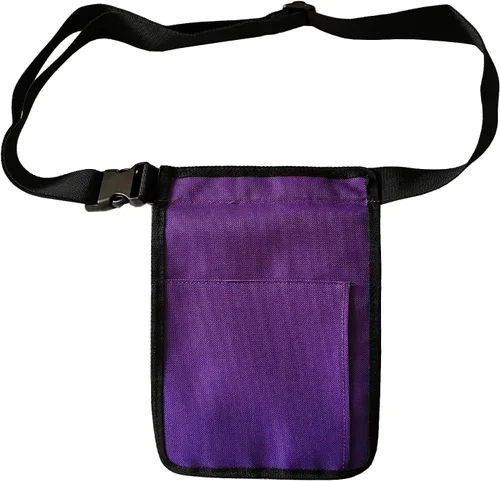 Vista 3 de Organizador para enfermeras de utilidad con cinturón Fanny Pack riñonera bolsa de cintura para herramientas de cuidado de tijeras médicas (púrpura)