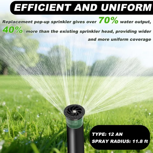 Vista 5 de 10 boquillas de arco variable 12AN, cabezales de aspersor emergentes de repuesto giratorios de 360 grados compatibles con Rainbird Hunter para riego