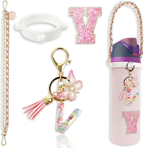 Vista 38 de Letter Handle Strap Accessories with Cute Initial Charm Compatible with Owala Water Bottle 24oz 32oz 40oz Owala Kids