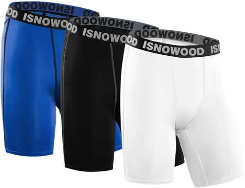 Vista 9 de Isnowood - Pantalones cortos de compresión para hombre, ropa interior atlética de elastano, para ejercicio, correr