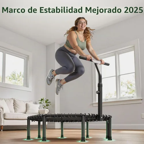 Vista 3 de BCAN - Cama elástica miniatura octagonal de 51 pulgadas, carga máxima de 450 libras; cama elástica de aptitud física con barra de asa T ajustable