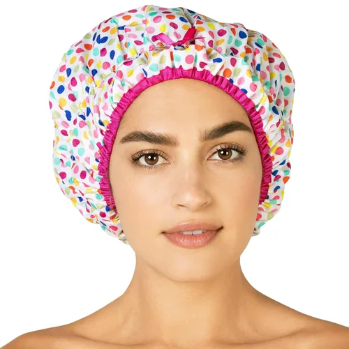 Vista 11 de Betty Dain Gorro de baño y ducha reutilizable, gorro de ducha impermeable de gran tamaño para todas las longitudes de cabello, forro de PEVA