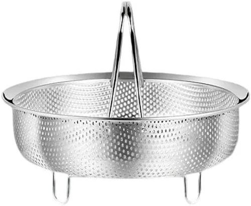 Vista 11 de 304 Stainless Steel Steamer Insert Basket For Cooking Pots & Pressure Cookers – Dishwasher-Safe Perforated Tray For Vegetables/Eggs/Fish, Silver