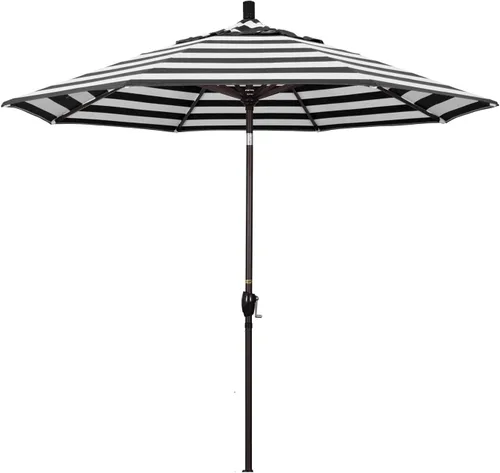 Vista 19 de California Umbrella Paraguas redondo de aluminio del mercado de 9', elevación de manivela, inclinación del botón, poste de bronce Azul (Air Blue)