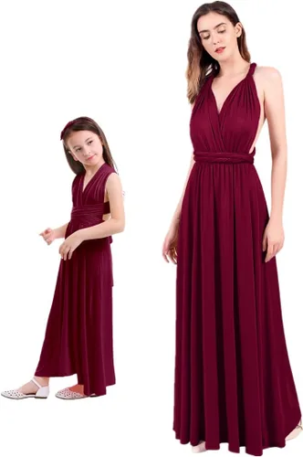 Vista 4 de IWEMEK Mommy and Me - Vestidos a juego para mamá e hija, trajes a juego para mujeres y niñas, convertibles, vestido de boda de múltiples vías