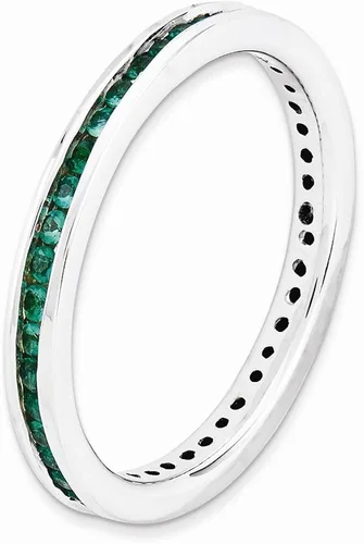 Vista 3 de Anillo de plata de ley 925 maciza apilable con piedras preciosas de mayo verde esmeralda