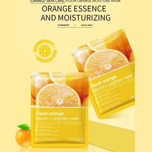 Vista 4 de BIOAQUA Extracto de flor de fruta Vitamina C Máscara facial Esencia vegetal Hidratante Fibra Membrana Paño Hidratante Profundo Cuidado de la Piel