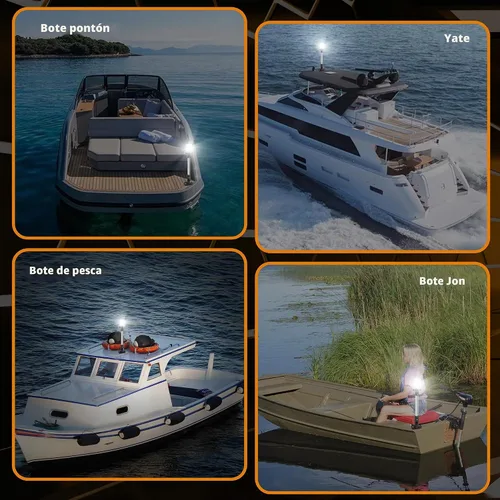 Vista 7 de RVZONE 12" 180° plegable hacia abajo, 360° blanco LED barco ancla luz, IP67 Negro