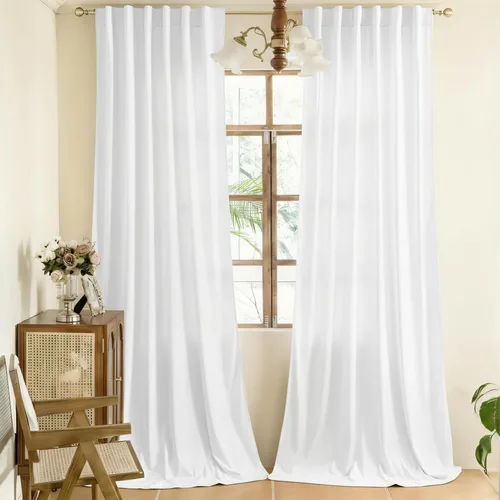 Vista 8 de YOFUN Cortinas de terciopelo negro de 84 pulgadas de largo, con pestaña trasera, paneles de protección de privacidad