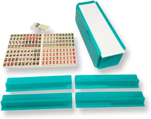 Vista 8 de Ready Covers Lucite Mahjong - Juego de azulejos, soportes y caja de almacenamiento de acrílico incluidos (cubierta de mármol blanco transparente)