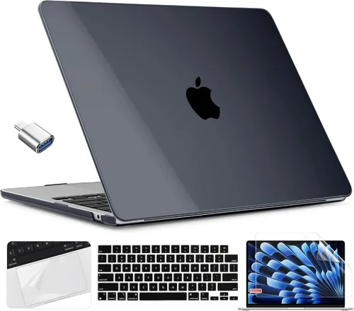 Vista 32 de TWOLSKOO Compatible con funda para MacBook Air M4 de 15 pulgadas versión 2025-2023 M4 A3241 M3 A3114 M2 A2941, carcasa rígida de plástico y Cristal