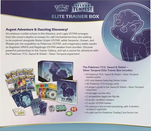 Vista 3 de Pokémon TCG: Caja de entrenador de élite Espada y Escudo Tempestad Plateada