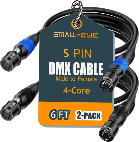 Vista 21 de SMALL-EYE Cable DMX de 5 pines, paquete de 2 unidades de 3 pies, cable de iluminación de escenario macho a hembra de 4 núcleos para controlador
