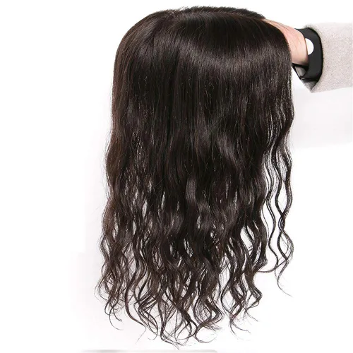 Vista 3 de RemeeHi Toppers de cabello humano con clip en pieza rizada para mujeres con cabello delgado, parte natural, base de seda invisible, 5.5x5.5 in