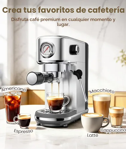 Vista 2 de atatix Máquina de café expreso con espumador de leche, cafetera de espresso a presión de 20 bar