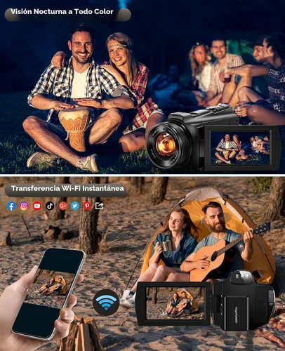 Vista 3 de Cámara de video 5K Videocámara 8X Zoom Opitical Cámaras de transmisión en vivo Cámara de 64MP Vlogging para YouTube con visión nocturna a todo