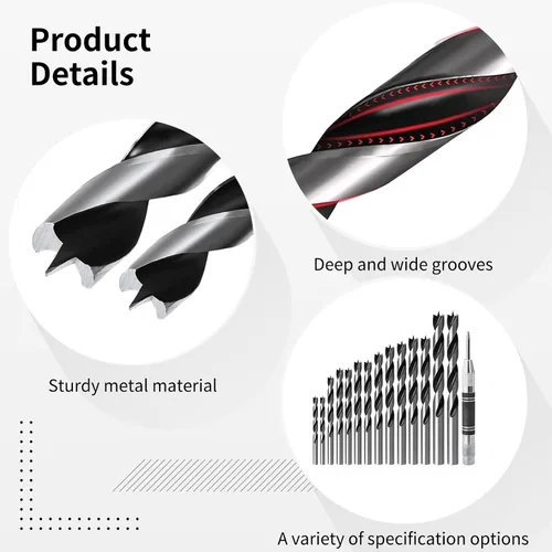 Vista 4 de Wood Drill Bit Set with Center Punch, 15 Pieces