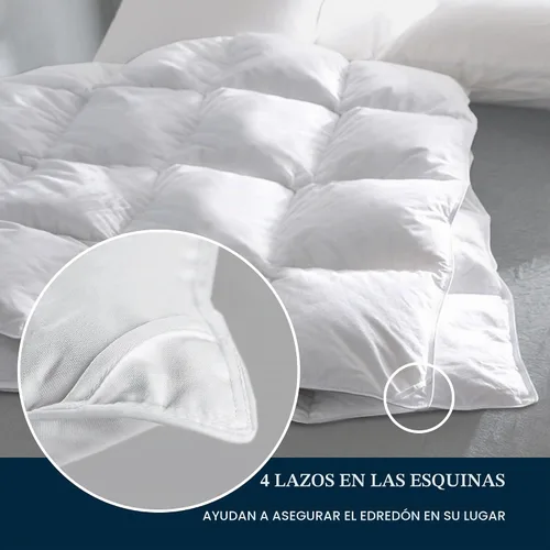 Vista 4 de Serta Edredón de plumón de ganso de fibra de algodón tamaño Queen, relleno de edredón 100% algodón, edredón de ropa de cama hipoalergénico de lujo
