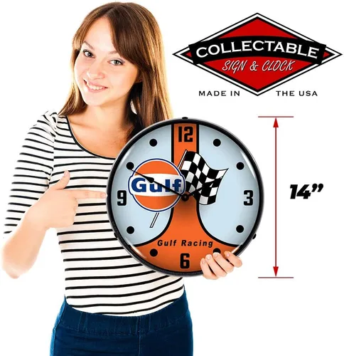 Vista 3 de Gulf Racing GT40 - Reloj de pared LED, retro, vintage, iluminado, 14 pulgadas