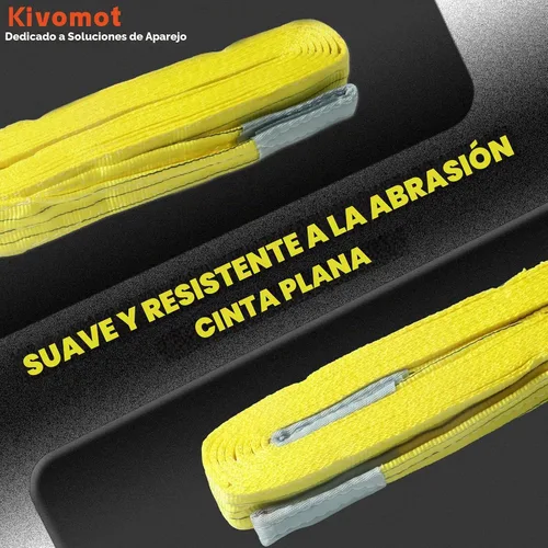 Vista 3 de Paquete de 2 eslingas de elevación industrial de 3"×6.5 pies, eslinga de poliéster resistente de 6600 libras, factor de seguridad 5:1, eslinga