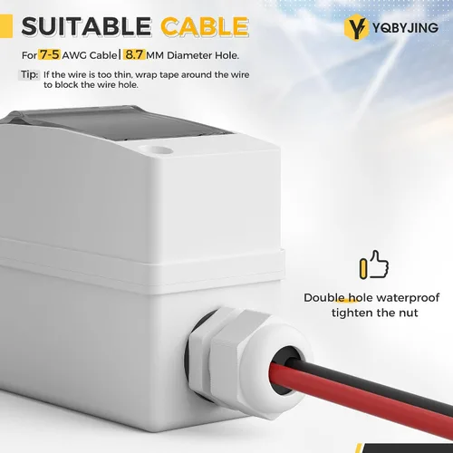 Vista 7 de Interruptor de desconexión de panel solar, disyuntor miniatura de 20 amperios CC CA, 500 V, 2 polos con conector fotovoltaico y caja impermeable