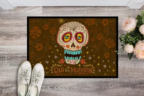 Vista 3 de Caroline's Treasures VHA3031MAT - Felpudo del Día de los Muertos de 18 x 27 pulgadas, para interiores y exteriores, para entrada, antideslizante