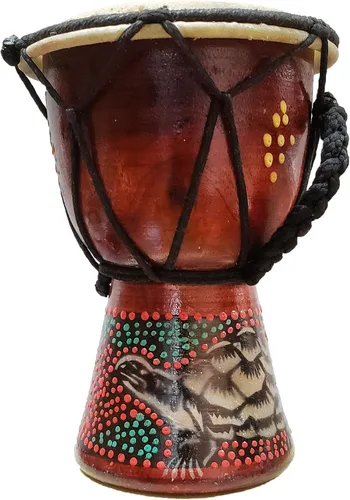 Vista 13 de Djembe decorativo de novedad de 6" de alto x 4" de ancho en la parte superior (Abstracto, 15.2 cm)
