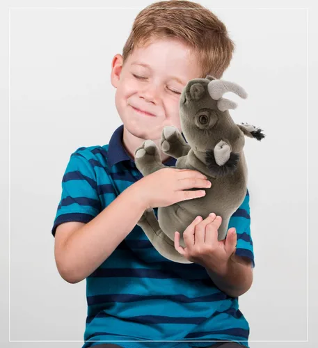 Vista 7 de DolliBu Colección de animales de peluche salvaje, Storytime Buddy Rhino Animal para niños, animales de peluche de safari de felpa de rinoceronte