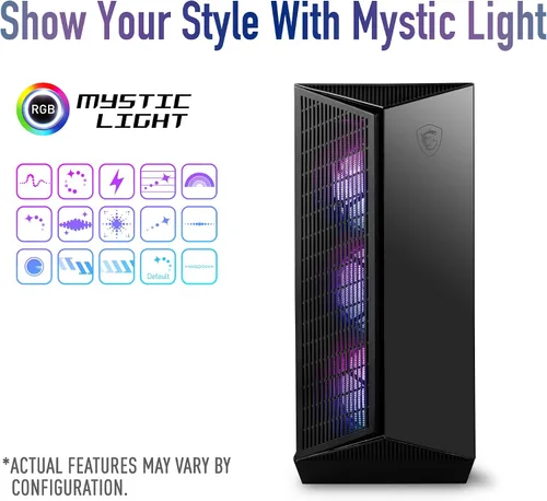 Vista 7 de MSI MPG GUNGNIR 111R Chasis de PC Gaming Mid Tower - Negro, 4 ventiladores ARGB de 120mm, USB 3.2 Gen2x2 Tipo-C, Panel de Vidrio Templado, Filtro