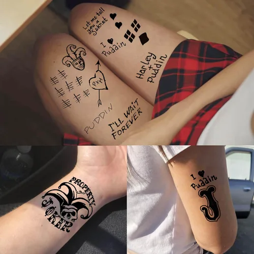 Vista 4 de 5 hojas de tatuajes temporales de Halloween HQ para mujeres, hombres y adultos, tatuajes de manos de cara de Joker, kit de maquillaje de Halloween
