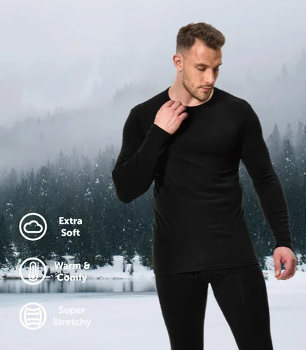 Vista 2 de Comfneat Ropa interior térmica para hombre, capa base superior e inferior