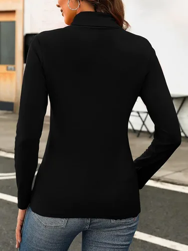 Vista 6 de KYLELOVE Camisetas térmicas de manga larga con cuello alto para mujer, básicas, ajustadas, para otoño e invierno