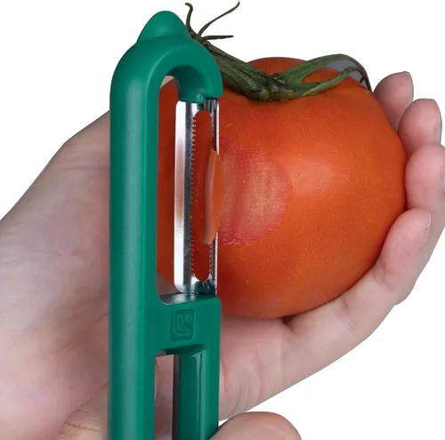 Vista 2 de Linoroso Pelador de frutas dentado, pelador clásico de verduras, pelador europeo para cocina, pelador japonés de verduras de acero inoxidable