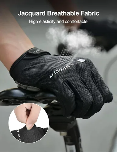 Vista 2 de LAMEDA Guantes de bicicleta de montaña para hombre, 0.197 in, EVA gruesos, guantes de ciclismo de dedo completo, guantes de bicicleta ligeros