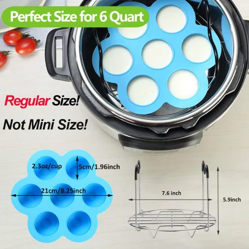 Vista 2 de Moldes de silicona para bocados de huevos para accesorios de olla instantánea de 6 cuartos de galón de 8 cuartos de galón, incluyendo salvamanteles