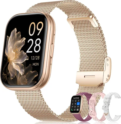 Vista 11 de Reloj inteligente para mujer (respuesta de llamada/marcación), reloj inteligente con pantalla táctil de 1.75 pulgadas para Android iPhone, Plateado02